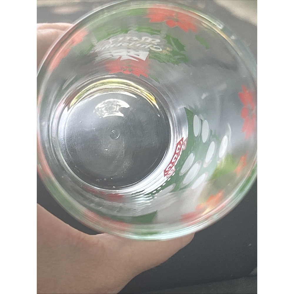 Vtg Set of 2 Continental Can MCM Christmas Holiday Glasses Wreath Poinsettia C - Picture 6 of 16